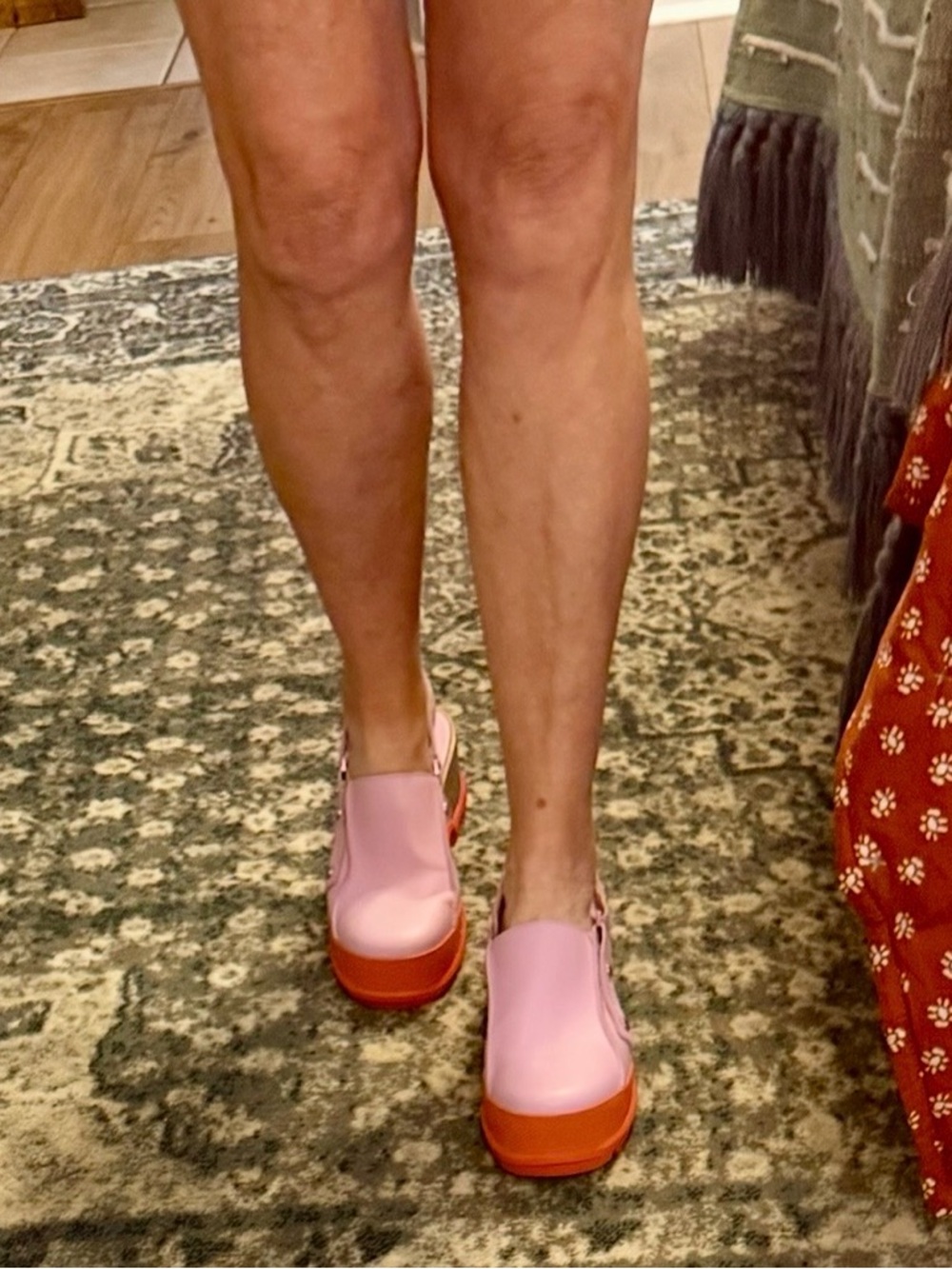Sorel Two-Tone Pink and Orange Platform Slingback Sandals